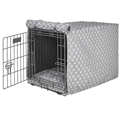 Mercury Micro Jacquard Luxury Crate Cover with Mercury Piping - Posh Puppy Boutique