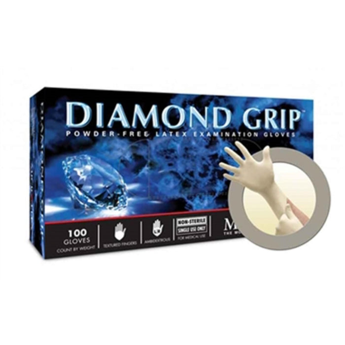 Microflex diamond grip powder-free latex exam gloves used in funeral service operations, from lynch supply