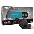 Microflex midknight touch black powder-free nitrile gloves used in funeral service operations, from lynch supply