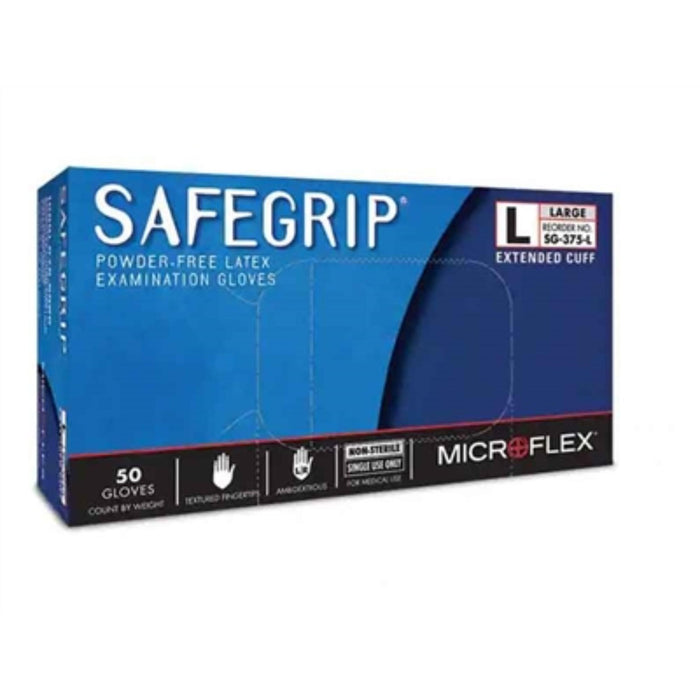 Microflex safegrip powder free extra-protection latex gloves used in funeral service operations, from lynch supply