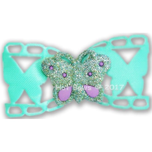 Mint Papillon Clips Hair Bow - Posh Puppy Boutique