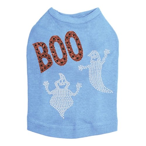 Orange Glitter Boo with Rhinestone Ghost Tank Top - Many Colors - Posh Puppy Boutique