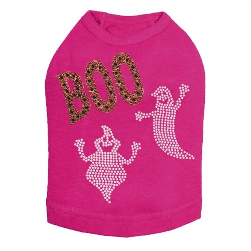 Orange Glitter Boo with Rhinestone Ghost Tank Top - Many Colors - Posh Puppy Boutique