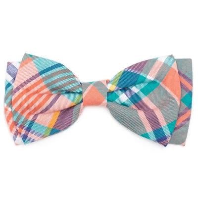 Peach Multi Plaid Bow Tie - Posh Puppy Boutique