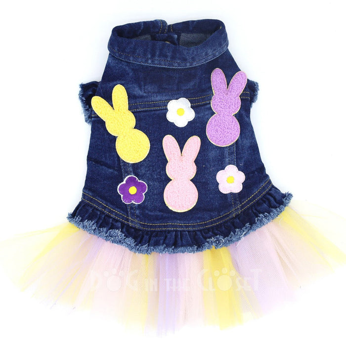 Peep Bunnies Denim Dog Jacket with Tutu - Posh Puppy Boutique