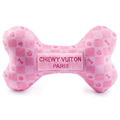 Pink Checker Chewy Vuiton Bone - Posh Puppy Boutique