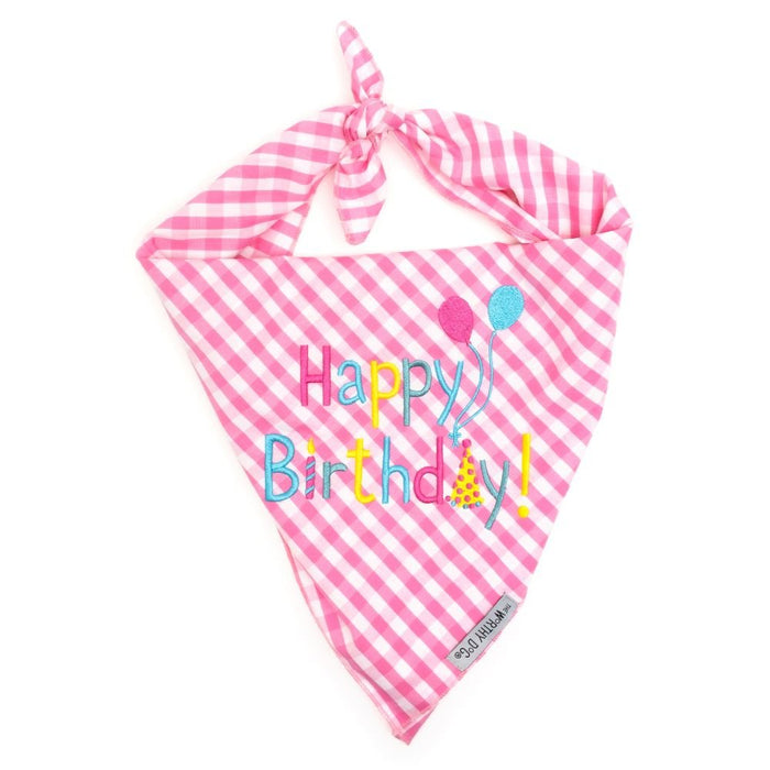 Pink Happy Birthday Bandana - Posh Puppy Boutique