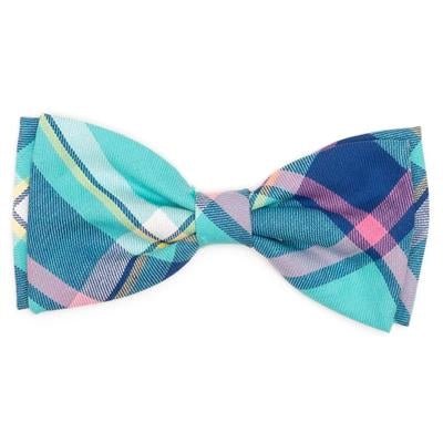 Plaid Bow Tie - Aqua And Navy - Posh Puppy Boutique