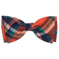 Plaid Bow Tie - Orange And Navy - Posh Puppy Boutique