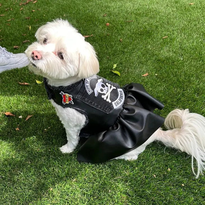 Pups of Anarchy - Faux Leather Dress - Posh Puppy Boutique