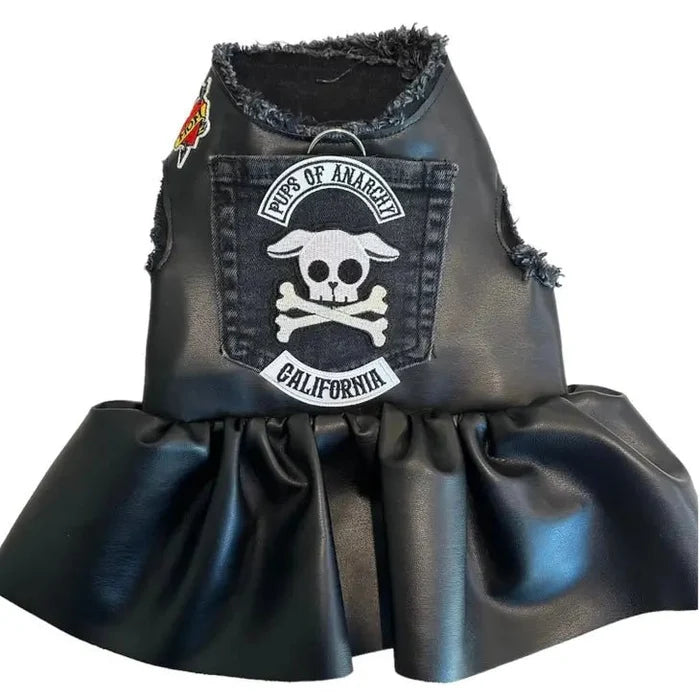 Pups of Anarchy - Faux Leather Dress - Posh Puppy Boutique