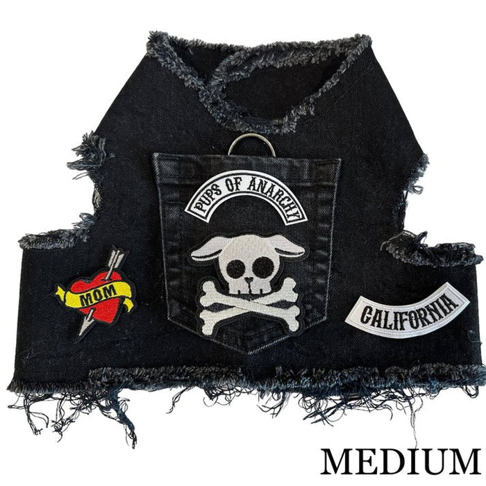 Pups of Anarchy Denim Harness Vest - Posh Puppy Boutique
