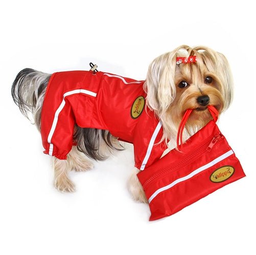 Raincoat Bodysuit with Reflective Stripes & Matching Pouch - Posh Puppy Boutique