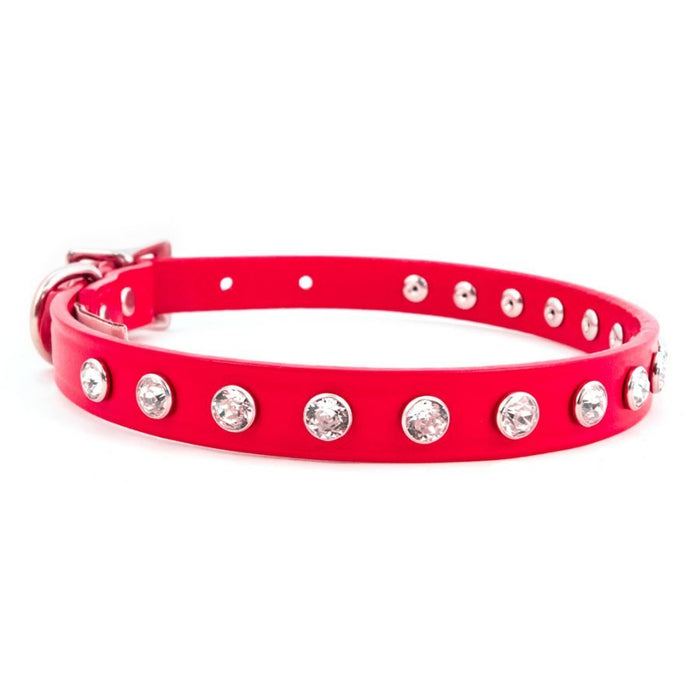 Red Madison Collar with 1 Row Swarovski Crystals - Posh Puppy Boutique