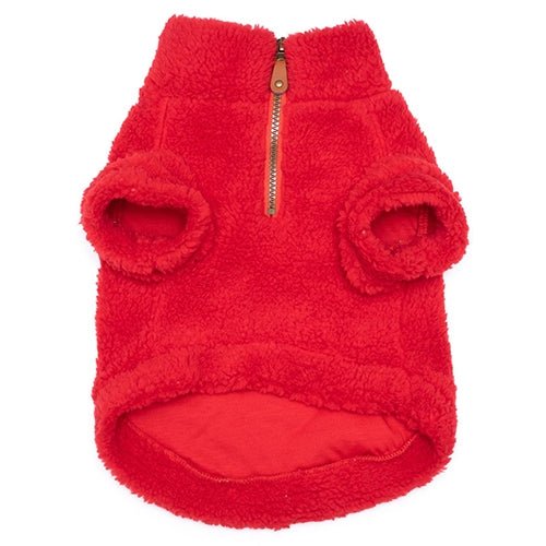 Red Solid Fleece 1/4 Zip Pullover - Posh Puppy Boutique