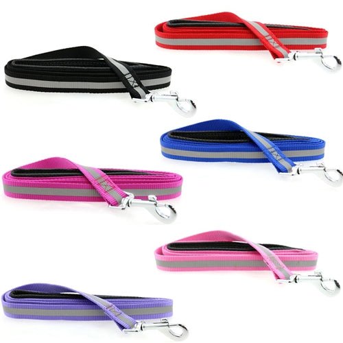 Reflective Nylon Leash with Soft Grip Handle - 3/4 in. Wide x 5 ft. Long - Many Colors - Posh Puppy Boutique