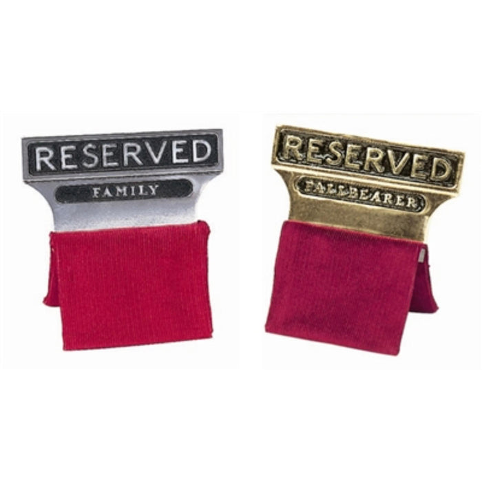 Reserved seat signs-polished aluminum used in funeral service operations, from lynch supply