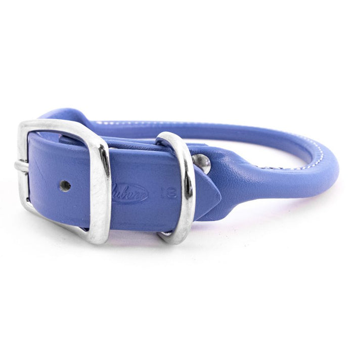 Rolled Round Leather Dog Collar - Many Colors