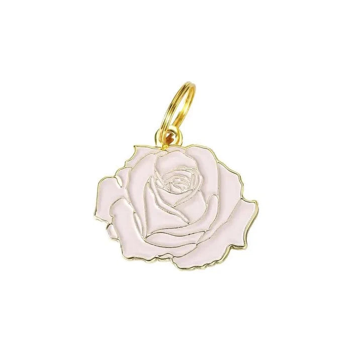 Rose Pet ID Tag in Pink & Gold - Posh Puppy Boutique