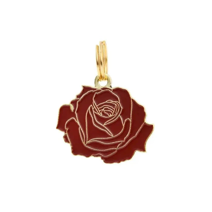 Rose Pet ID Tag in Red & Gold - Posh Puppy Boutique
