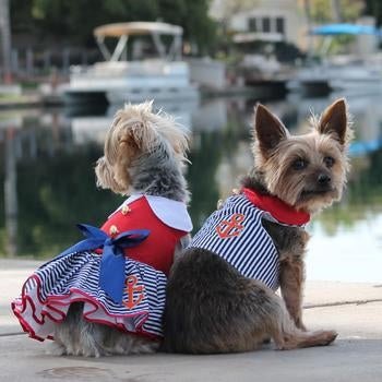 Sailor Girl Dress with Matching Leash - Posh Puppy Boutique