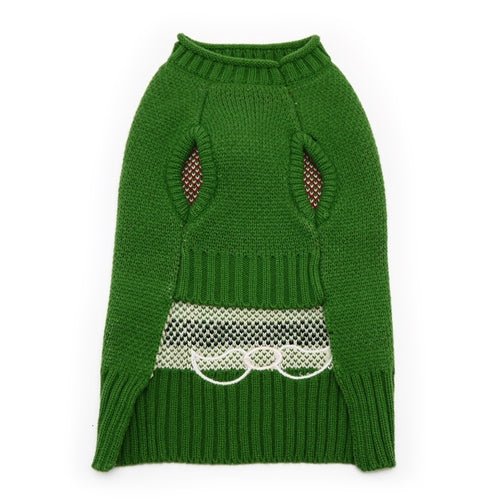 Santa Face Sweater - Green - Posh Puppy Boutique
