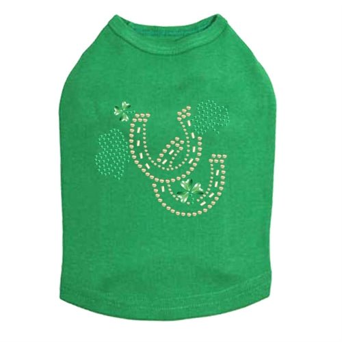 Shamrocks & Horseshoes Rhinestone Dog Tank - Many Colors - Posh Puppy Boutique