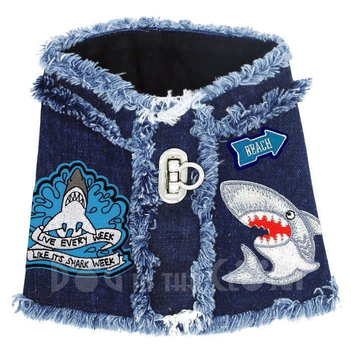 Shark Attack Denim Harness Vest in 3 Colors - Posh Puppy Boutique