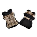 Sherpa - Lined Dog Harness Coat - Brown & White Plaid - Posh Puppy Boutique