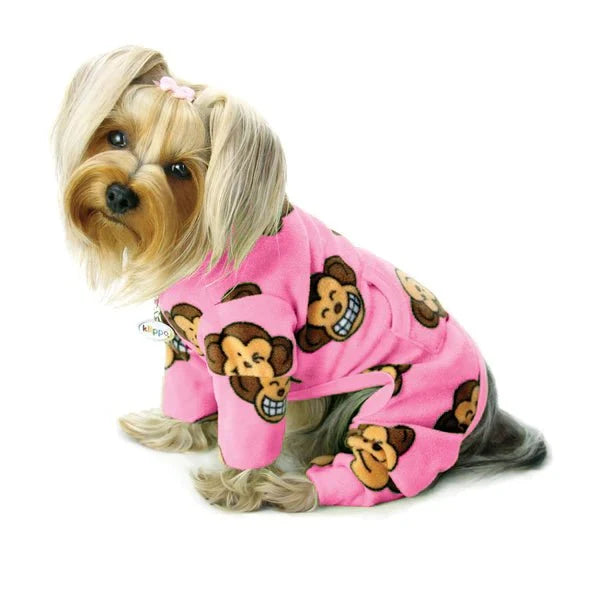 Silly Monkey Fleece Turtleneck Pajamas - Pink - Posh Puppy Boutique