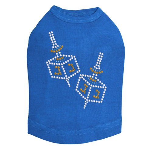 Small Dreidel Blue, Silver, Gold Rhinestuds Tank Top - Many Colors - Posh Puppy Boutique