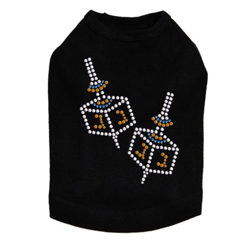 Small Dreidel Blue, Silver, Gold Rhinestuds Tank Top - Many Colors - Posh Puppy Boutique