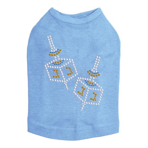 Small Dreidel Blue, Silver, Gold Rhinestuds Tank Top - Many Colors - Posh Puppy Boutique
