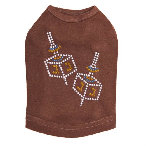 Small Dreidel Blue, Silver, Gold Rhinestuds Tank Top - Many Colors - Posh Puppy Boutique