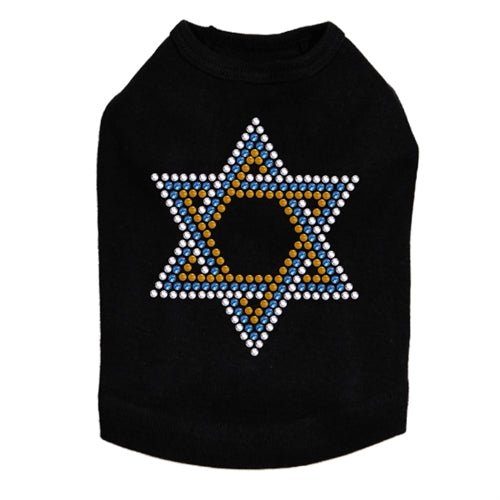 Small Star of David Blue, Silver, Gold Rhinestones Tank Top - Many Colors - Posh Puppy Boutique