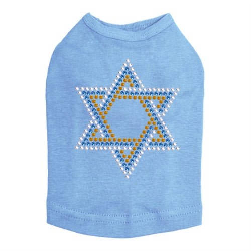Small Star of David Blue, Silver, Gold Rhinestones Tank Top - Many Colors - Posh Puppy Boutique