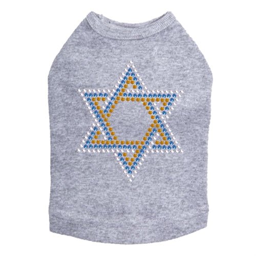 Small Star of David Blue, Silver, Gold Rhinestones Tank Top - Many Colors - Posh Puppy Boutique