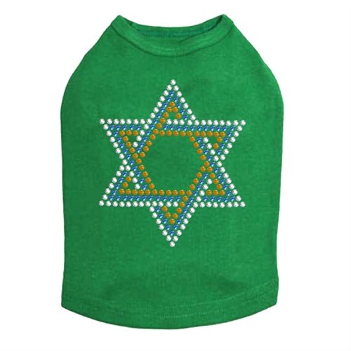 Small Star of David Blue, Silver, Gold Rhinestones Tank Top - Many Colors - Posh Puppy Boutique