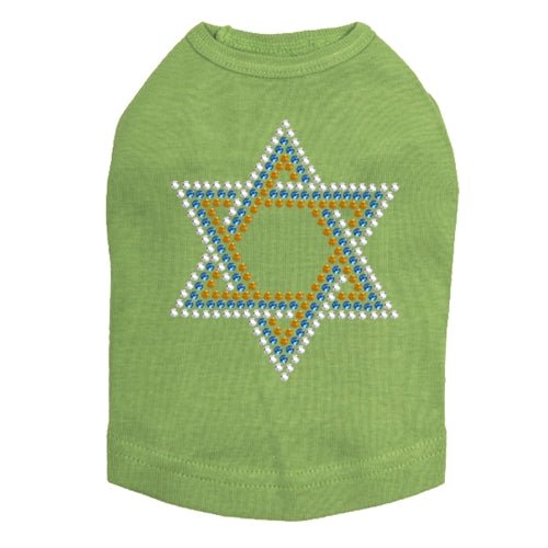 Small Star of David Blue, Silver, Gold Rhinestones Tank Top - Many Colors - Posh Puppy Boutique