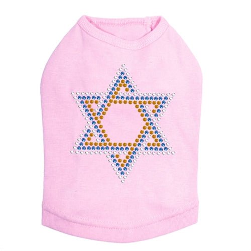 Small Star of David Blue, Silver, Gold Rhinestones Tank Top - Many Colors - Posh Puppy Boutique