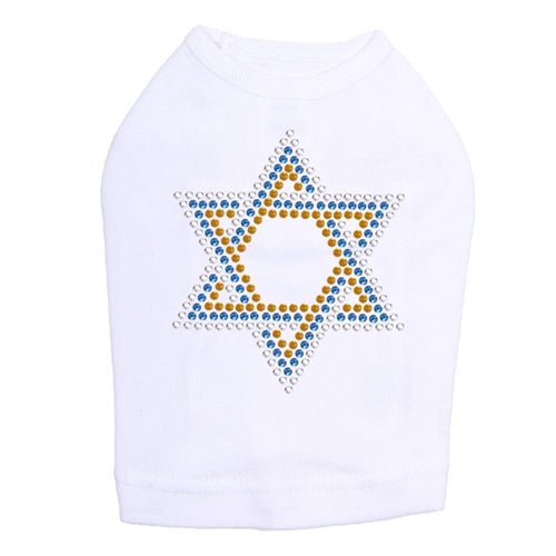 Small Star of David Blue, Silver, Gold Rhinestones Tank Top - Many Colors - Posh Puppy Boutique