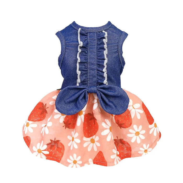 Strawberry Denim Dress - Posh Puppy Boutique