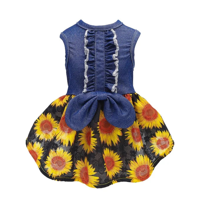 Sunflower Denim Dress - Posh Puppy Boutique