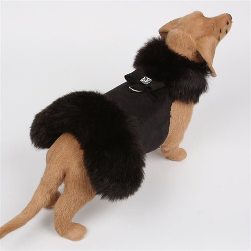 Susan Lanci Big Bow Faux Fur Coat - Black Fox with Black - Posh Puppy Boutique