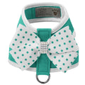 Susan Lanci Bimini Polka Dot Nouveau Bow with AB Giltmore Tinkie Harness with White Trim - Posh Puppy Boutique