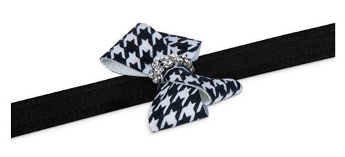 Susan Lanci Black and White Houndstooth Nouveau Bow Leash - Posh Puppy Boutique