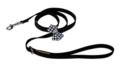 Susan Lanci Black and White Houndstooth Nouveau Bow Step In Harness - Posh Puppy Boutique