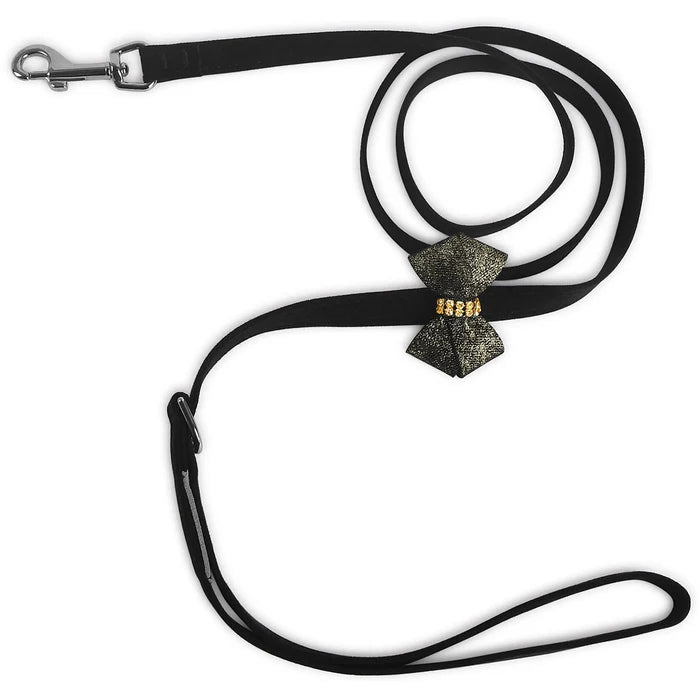 Susan Lanci Black Glitzerati Nouveau Bow Leash - Posh Puppy Boutique