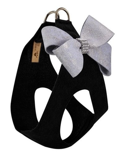 Susan Lanci Black with Platinum Glitzerati Nouveau Bow Step in Harness - Posh Puppy Boutique