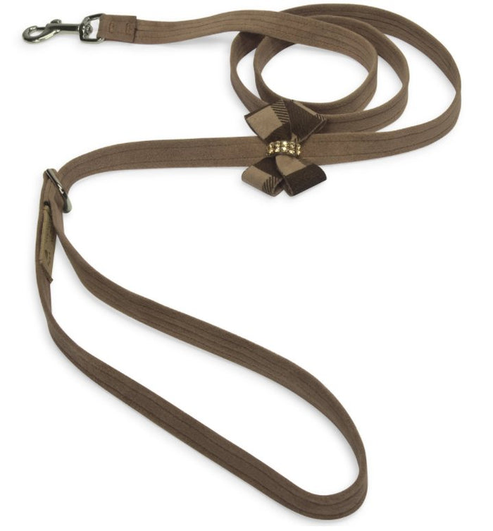 Susan Lanci Fawn Gingham Nouveau Bow Ultrasuede Collar - Posh Puppy Boutique